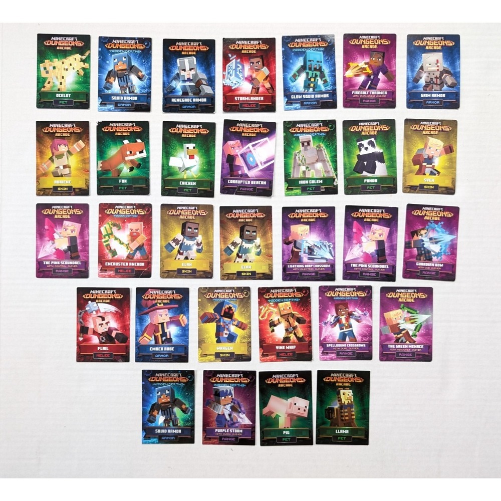 Minecraft Dungeons Arcade & Hidden Depths Card Lot of 31 Some Foils